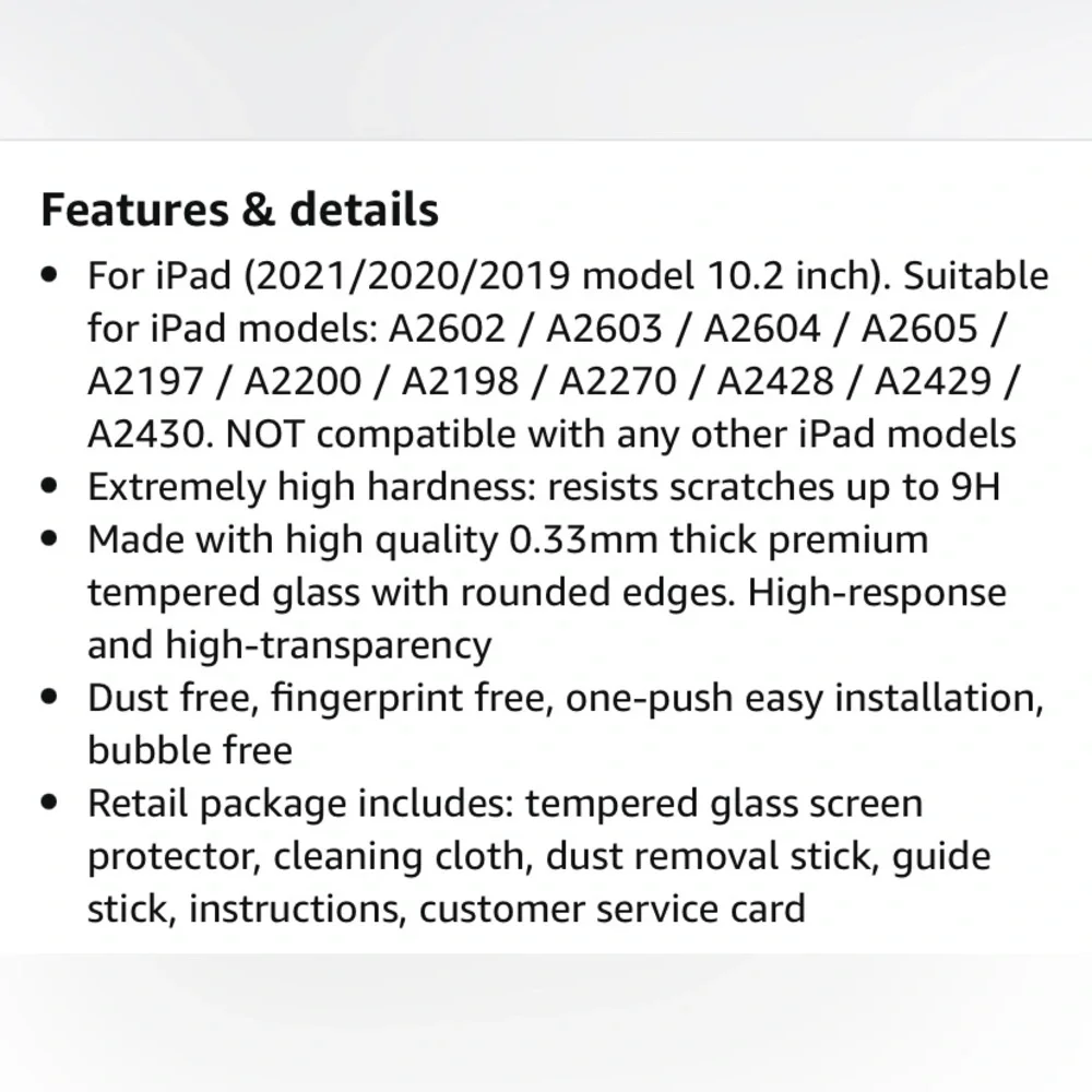 💜 Screen Protector for iPad (10.2-Inch, 2021/2020/2019 Model, 9/8/7 Generation